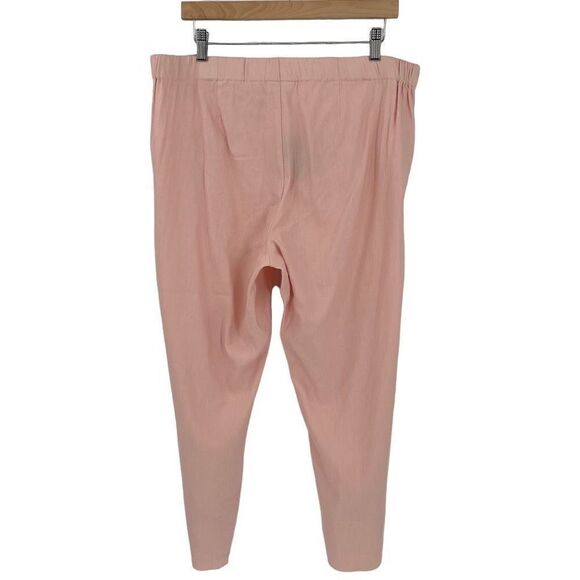 J. Jill Linen Stretch Pull On Elastic Waist Cropped Pants Women Large Pearl Pink - Picture 3 of 7